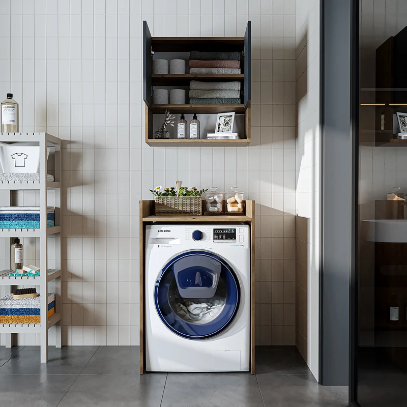 Roomart wasmachinekast DERIN-I, 65 cm, met optionele bovenkast, in 4 kleuren