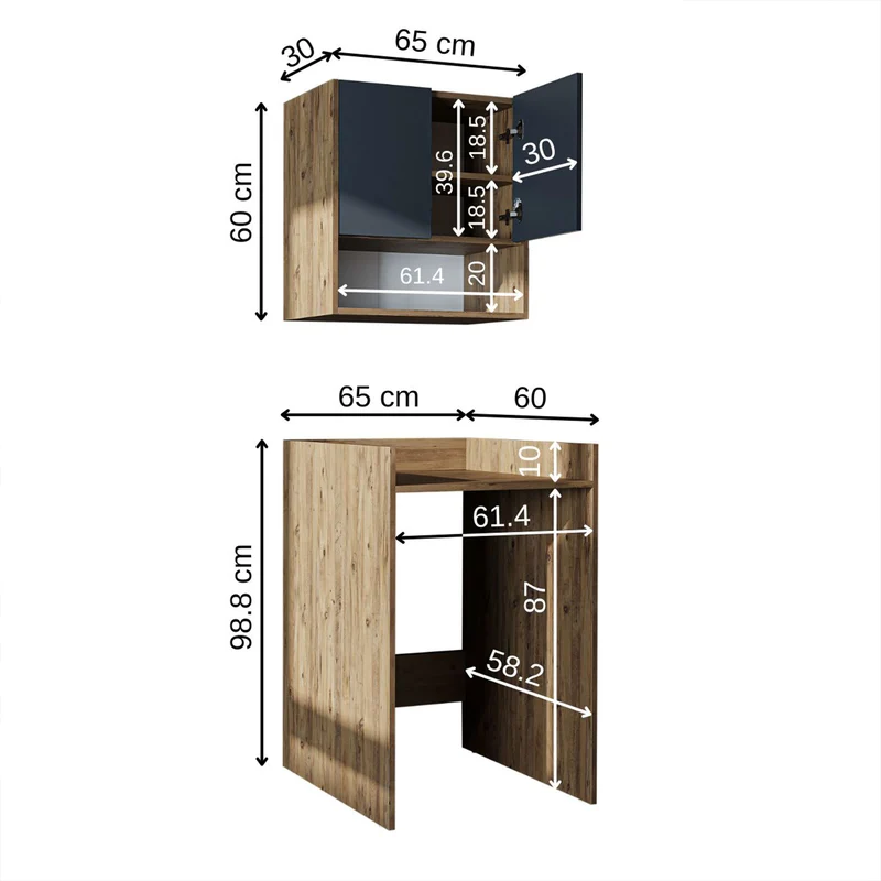 Roomart wasmachinekast DERIN-I, 65 cm, met optionele bovenkast, in 4 kleuren