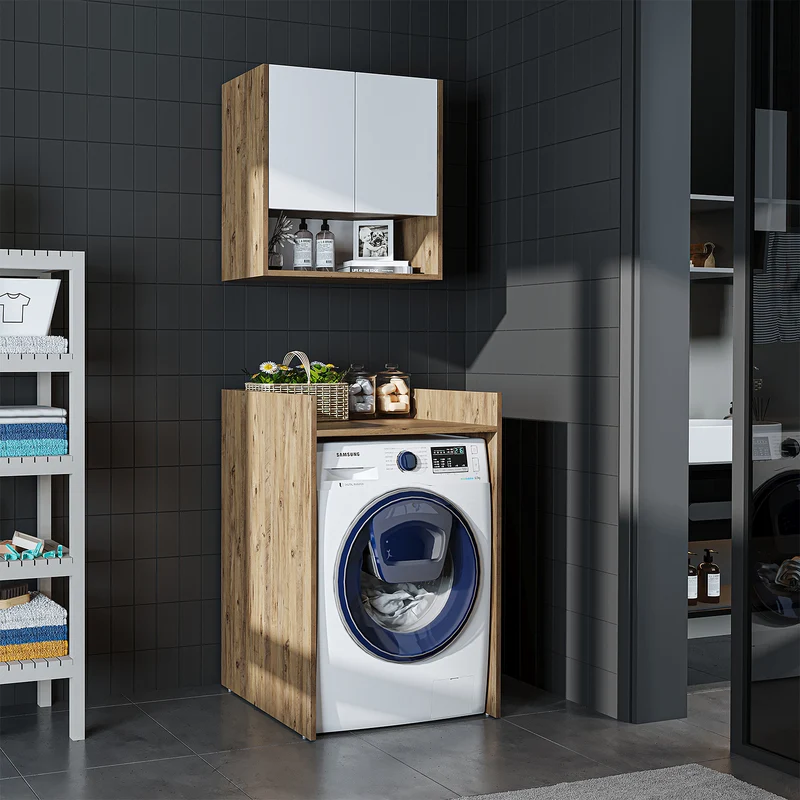 Roomart wasmachinekast DERIN-I, 65 cm, met optionele bovenkast, in 4 kleuren