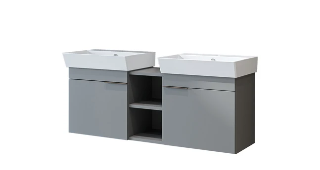 Roomart Badmöbel LYCIA 120 cm, Doppelwaschtisch mit 2 Keramik-Waschbecken, in 4 Farben