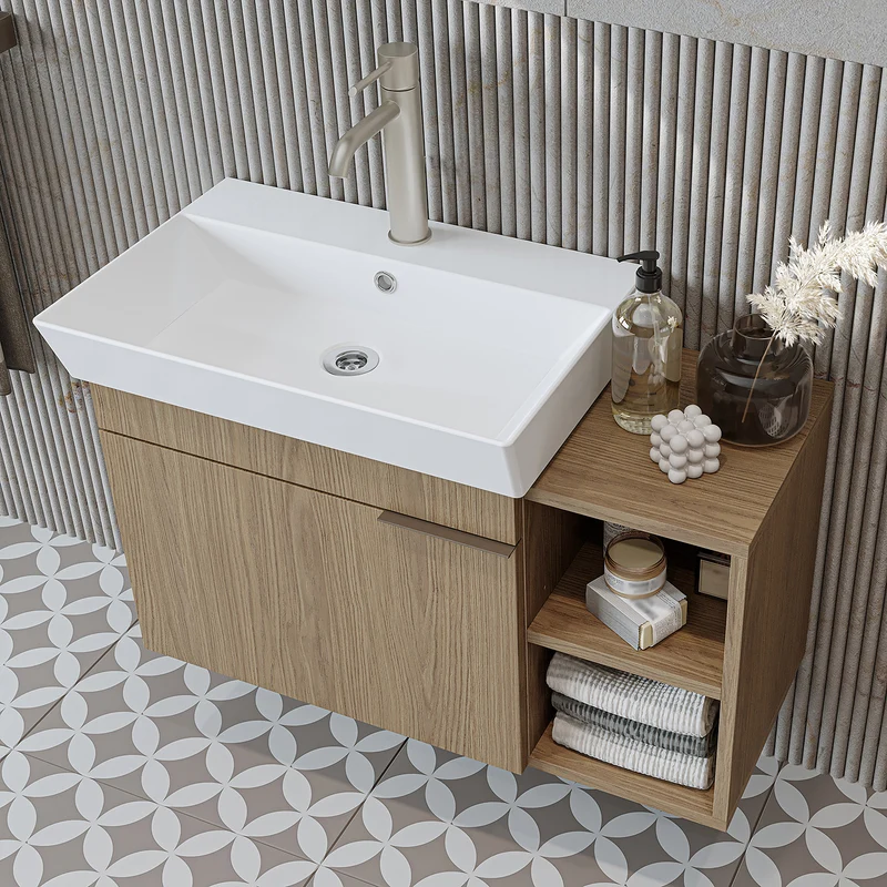 Roomart Badmöbel LYCIA 82 cm, Waschtisch mit Keramik-Waschbecken, in 4 Farben