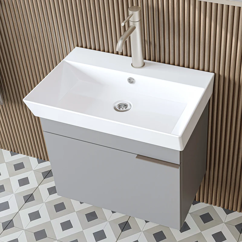 Roomart Badmöbel LYCIA 60 cm, Waschtisch mit Keramik-Waschbecken, in 4 Farben