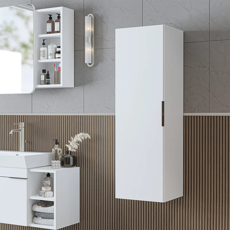 Roomart Badmöbel-Set LYCIA 82 cm, 4-teilig mit Spiegelschrank und Hochschrank, in 4 Farben