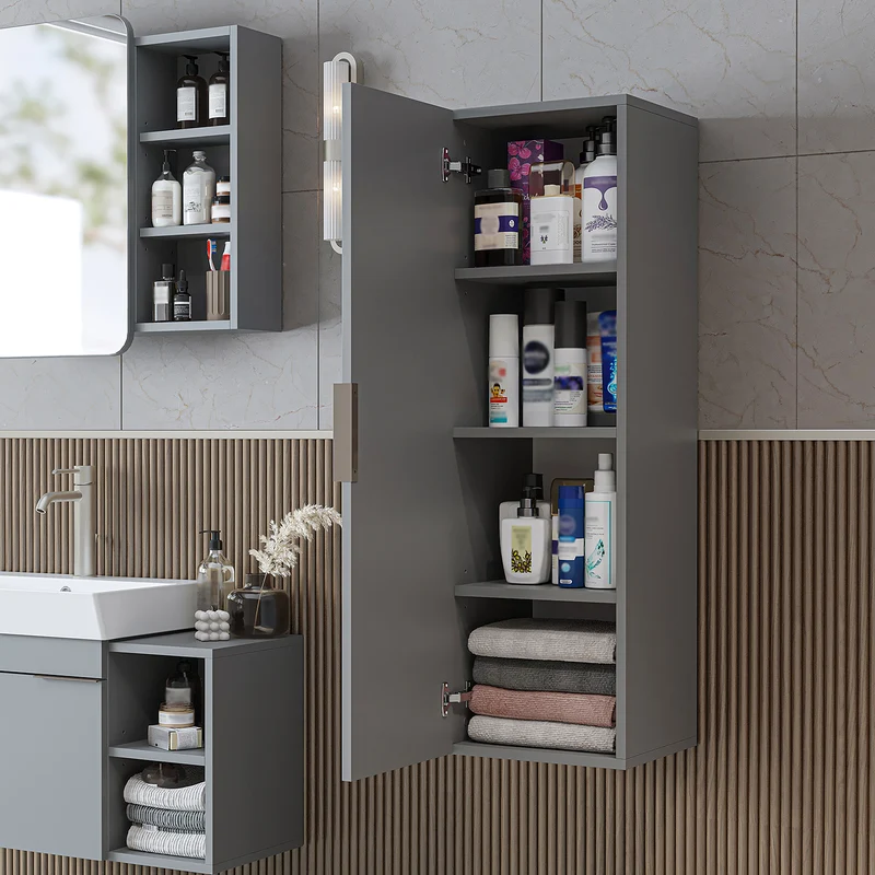 Roomart Badmöbel-Set LYCIA 82 cm, 4-teilig mit Spiegelschrank und Hochschrank, in 4 Farben