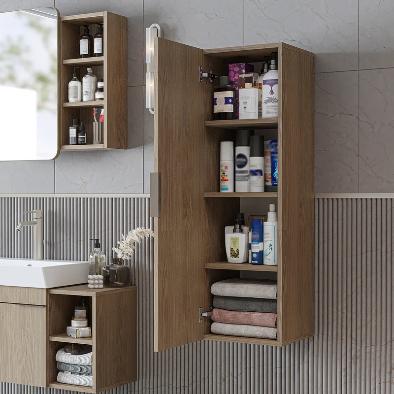 Roomart Badmöbel-Set LYCIA 82 cm, 4-teilig mit Spiegelschrank und Hochschrank, in 4 Farben