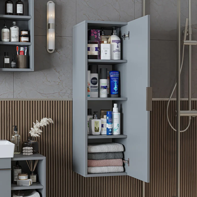 Roomart Badmöbel-Set LYCIA 82 cm, 4-teilig mit Spiegelschrank und Hochschrank, in 4 Farben