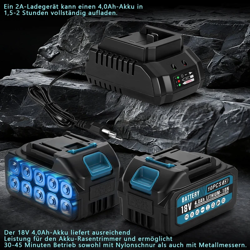 XIIW 7-in-1 Akku Rasentrimmer Bürstenlos | Multifunktions-Freischneider inkl. 2x 4.0Ah Akku | Unkrautbürste & Motorsense kompatibel mit 18V Akku