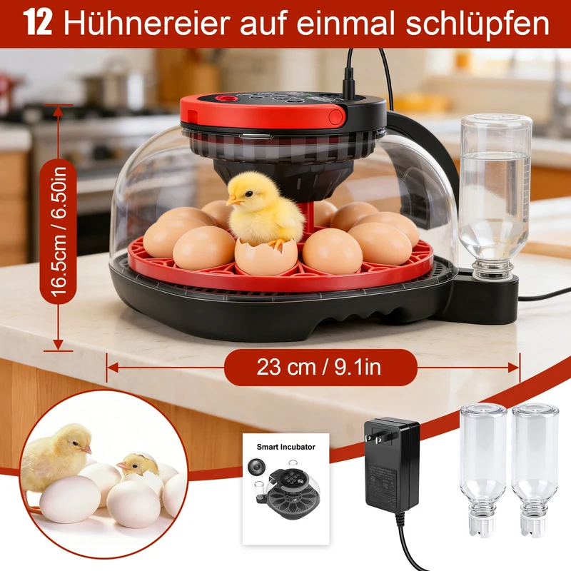 Brutgerät 12 Eier mit Kamera App Steuerung Inkubator automatisch Hühner Wachtel Eier Brutmaschine Temperatur Feuchtigkeit Kontrolle