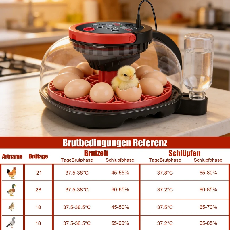 Brutgerät 12 Eier mit Kamera App Steuerung Inkubator automatisch Hühner Wachtel Eier Brutmaschine Temperatur Feuchtigkeit Kontrolle