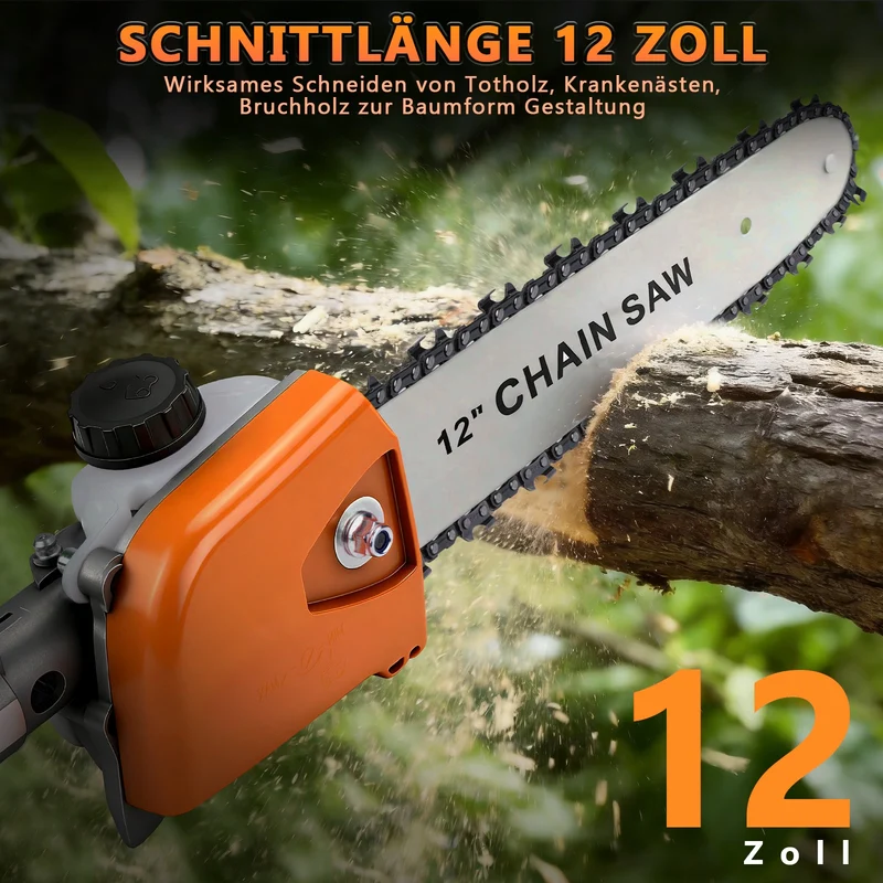 Akku Rasentrimmer mit Hochentaster 1380W Bürstenlos 2x 4Ah Akku Freischneider Unkrautbürste Multifunktion Gartengerät 4in1
