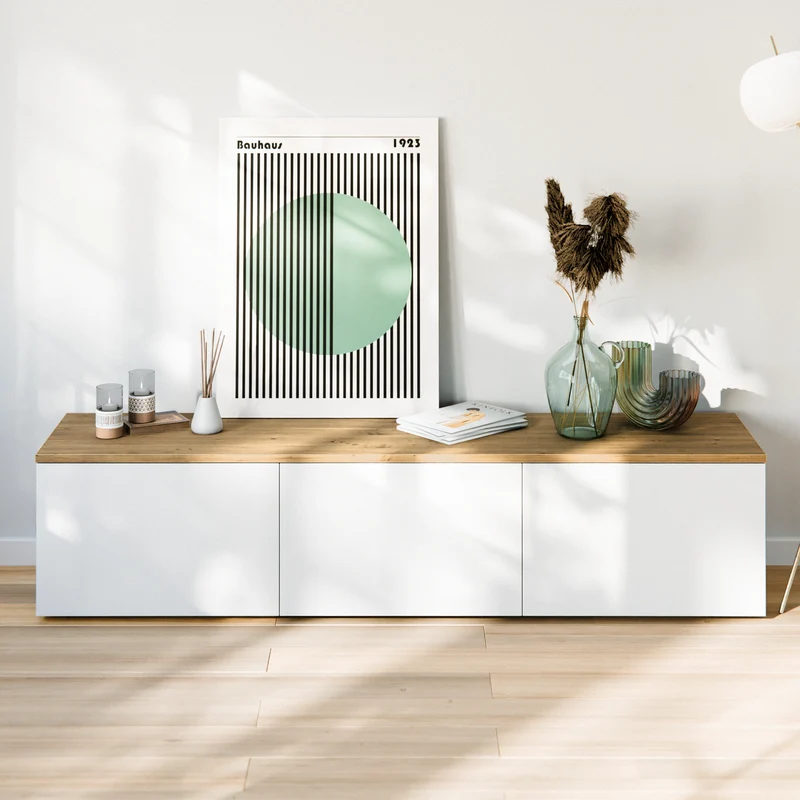 Holzplatte für IKEA Besta Regal, Eichen-Deckplatte für 2 oder 3 Korpusse