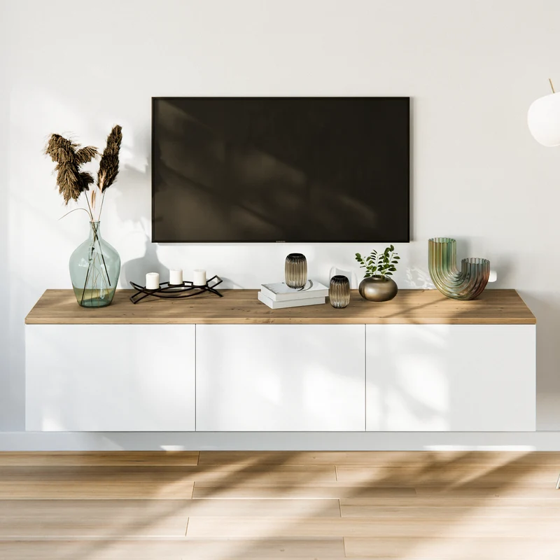 Holzplatte für IKEA Besta Regal, Eichen-Deckplatte für 2 oder 3 Korpusse