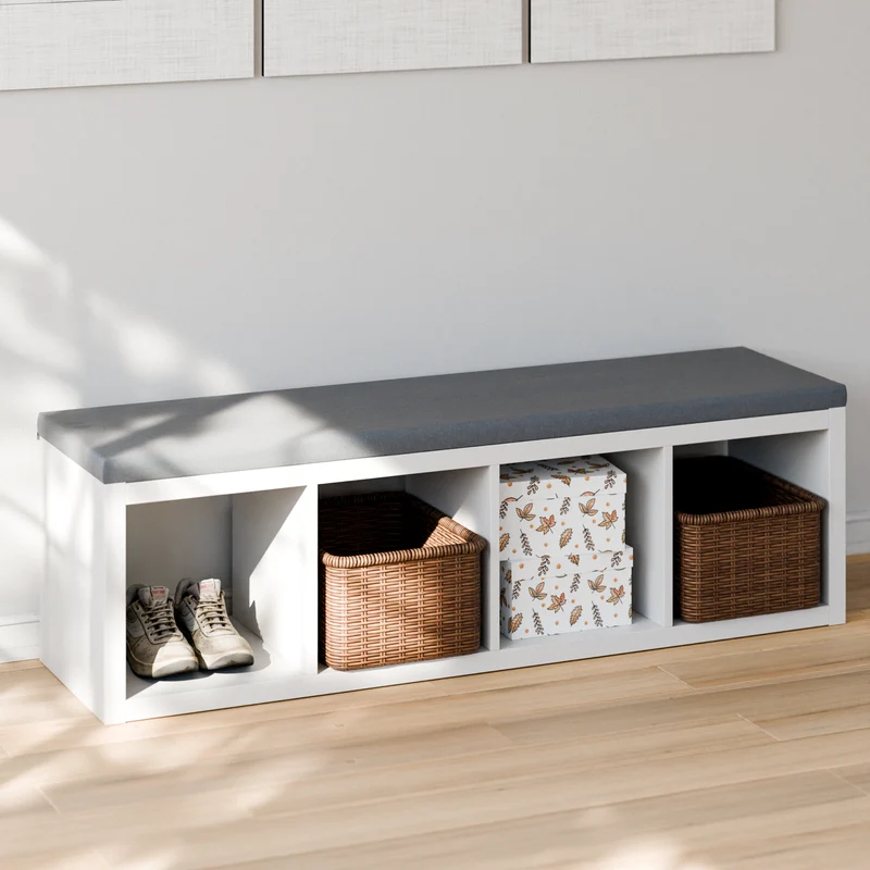 Sitzauflage für Ikea Kallax Regal, Grau, mit abnehmbarem Bezug - für 2er, 3er oder 4er