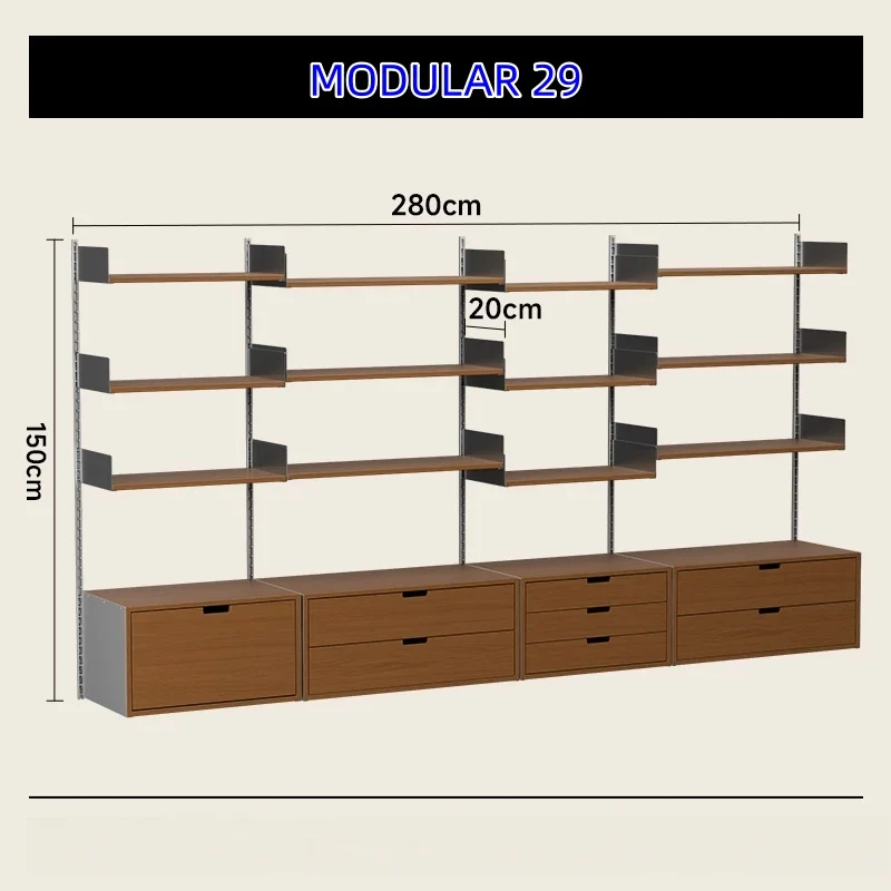 Modulare Wandregale aus Aluminiumlegierung