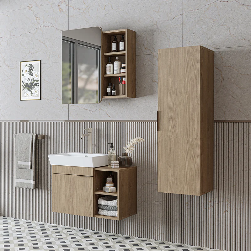 Roomart Badmöbel-Set LYCIA 72 cm, 4-teilig mit Spiegelschrank und Hochschrank, in 4 Farben