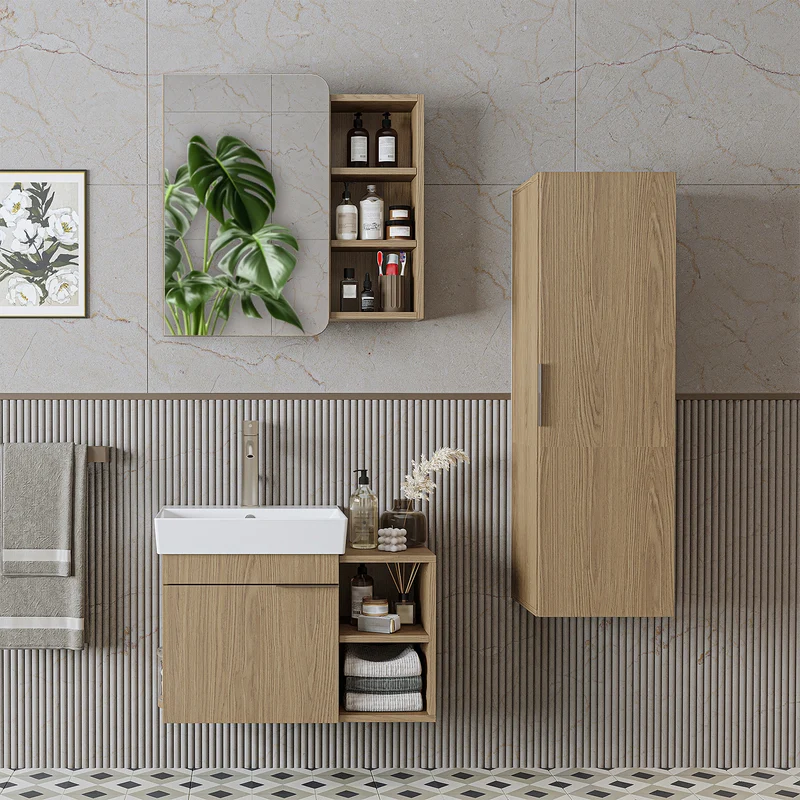 Roomart Badmöbel-Set LYCIA 72 cm, 4-teilig mit Spiegelschrank und Hochschrank, in 4 Farben