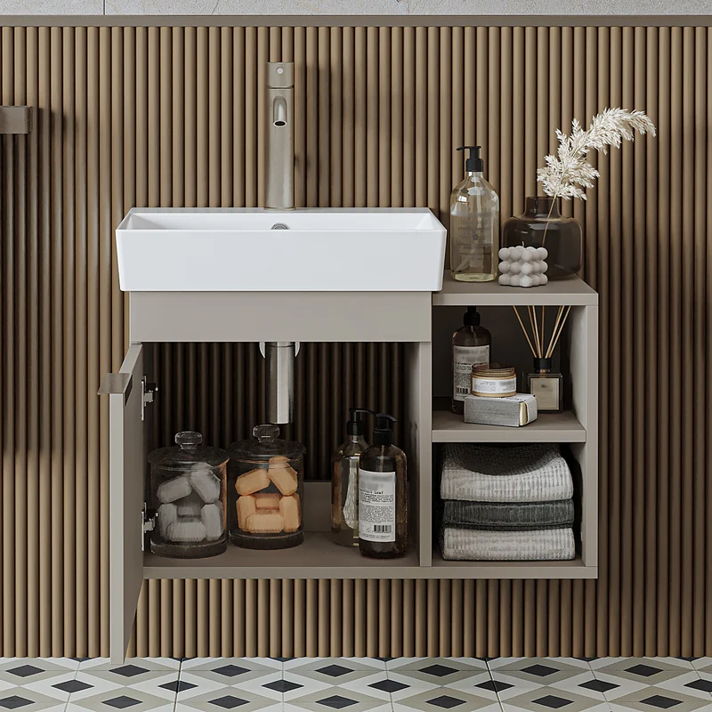 Roomart Badmöbel-Set LYCIA 72 cm, 4-teilig mit Spiegelschrank und Hochschrank, in 4 Farben