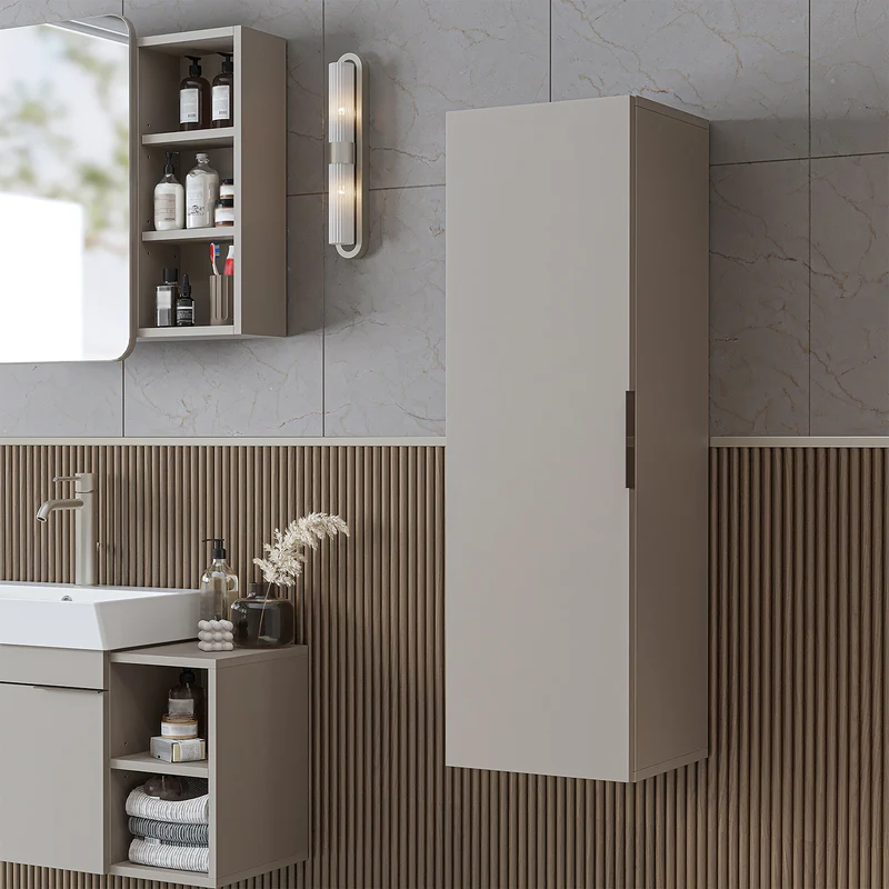 Roomart Badmöbel-Set LYCIA 72 cm, 4-teilig mit Spiegelschrank und Hochschrank, in 4 Farben