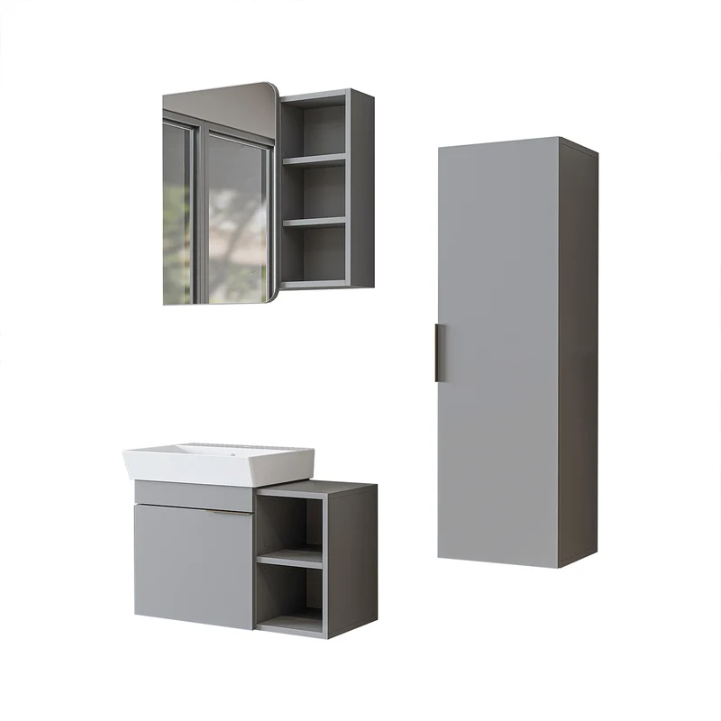 Roomart Badmöbel-Set LYCIA 72 cm, 4-teilig mit Spiegelschrank und Hochschrank, in 4 Farben