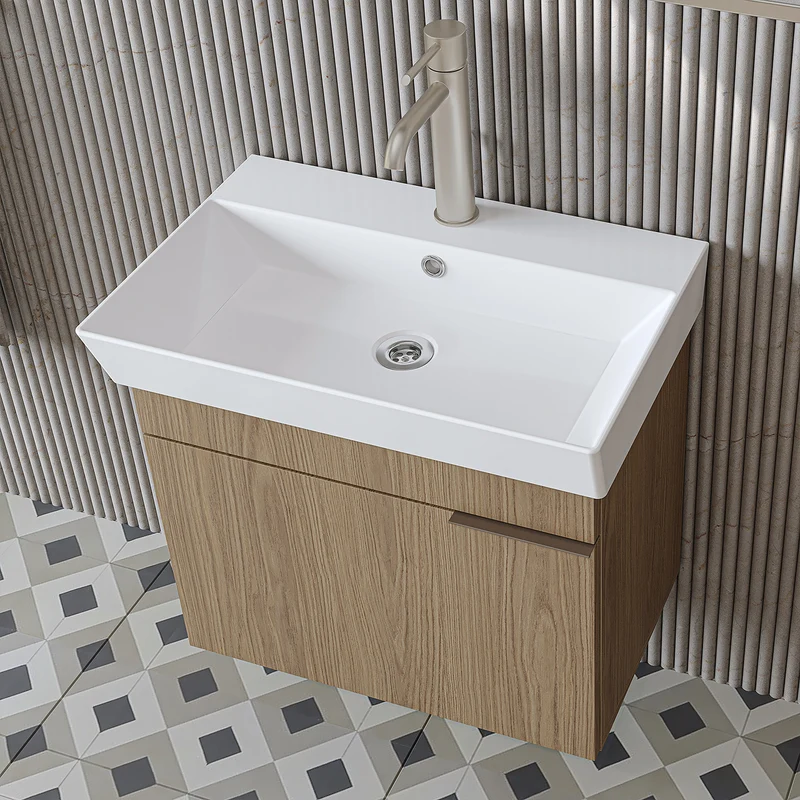 Roomart badkamermeubelset LYCIA 60 cm, 4-delig met spiegelkast en kolomkast, in 4 kleuren