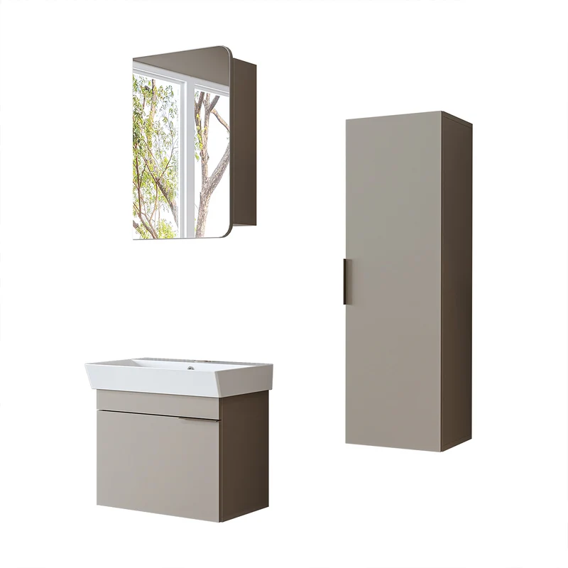 Roomart badkamermeubelset LYCIA 60 cm, 4-delig met spiegelkast en kolomkast, in 4 kleuren