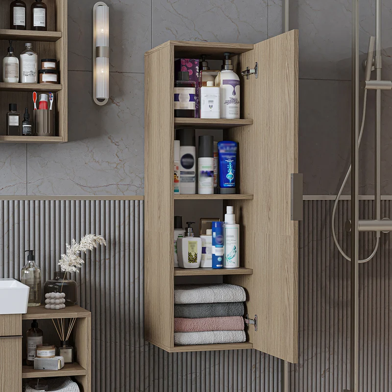 Roomart badkamermeubelset LYCIA 60 cm, 4-delig met spiegelkast en kolomkast, in 4 kleuren