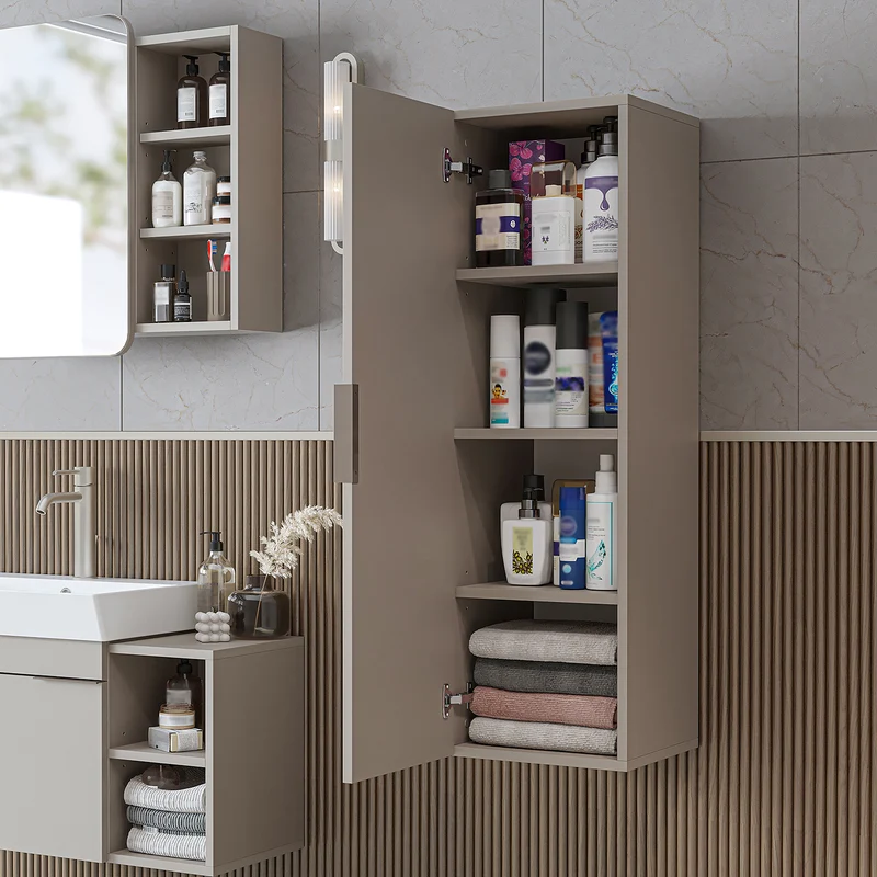 Roomart badkamermeubelset LYCIA 60 cm, 4-delig met spiegelkast en kolomkast, in 4 kleuren