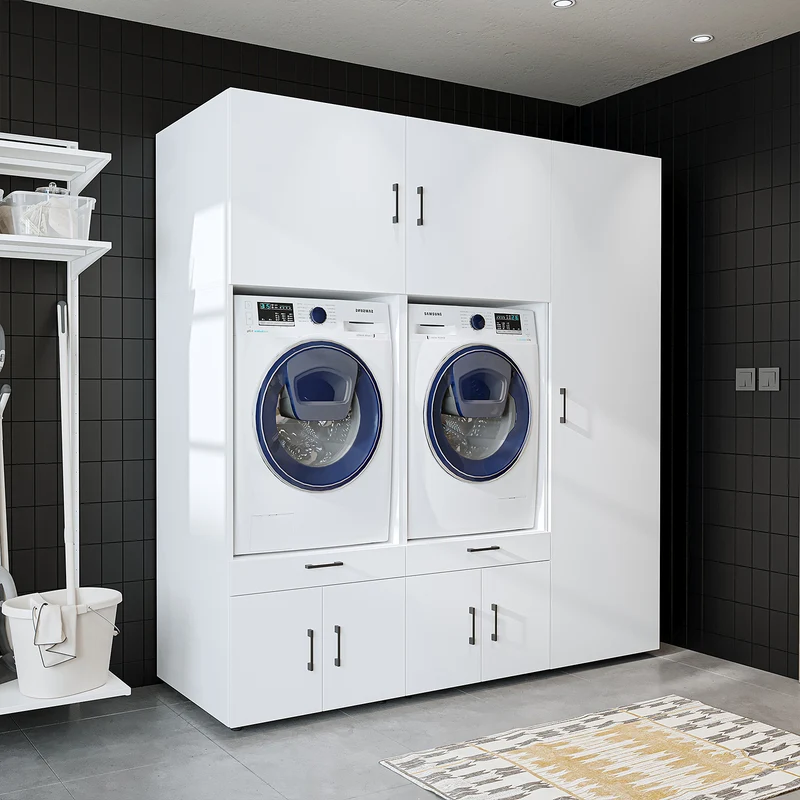 Roomart wasmachinekast SERIE 3, 194 cm, met hoge kast en uittrekplanken, in 3 kleuren