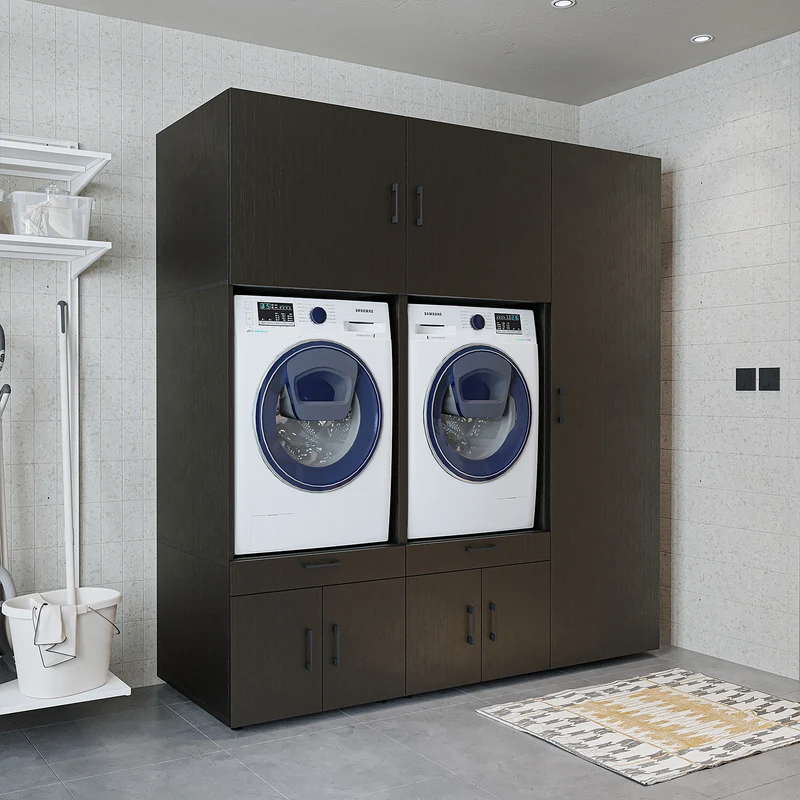 Roomart wasmachinekast SERIE 3, 194 cm, met hoge kast en uittrekplanken, in 3 kleuren