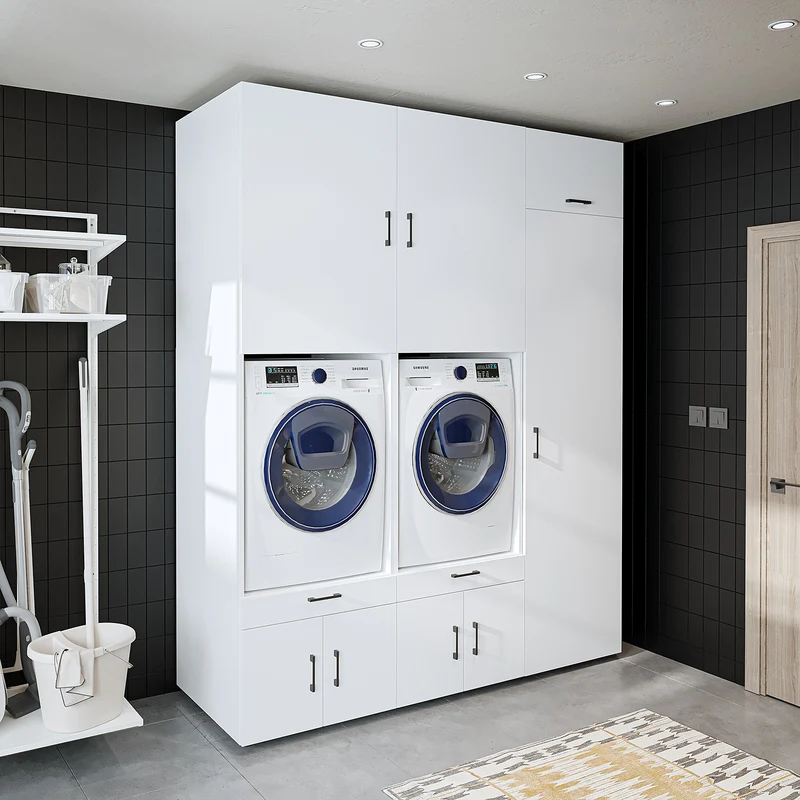 Roomart wasmachinekast SERIE 3, 194 cm, met hoge kast en uittrekplanken, in 3 kleuren