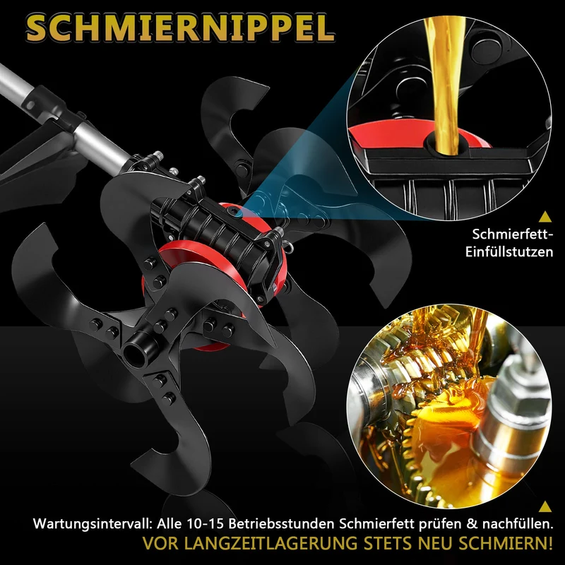 2-in-1 Akku Freischneider mit Bodenhacke 18-21V, 1380W, 23cm Arbeitsbreite, 2x 4.0Ah Akku, 7 Schneidwerkzeuge