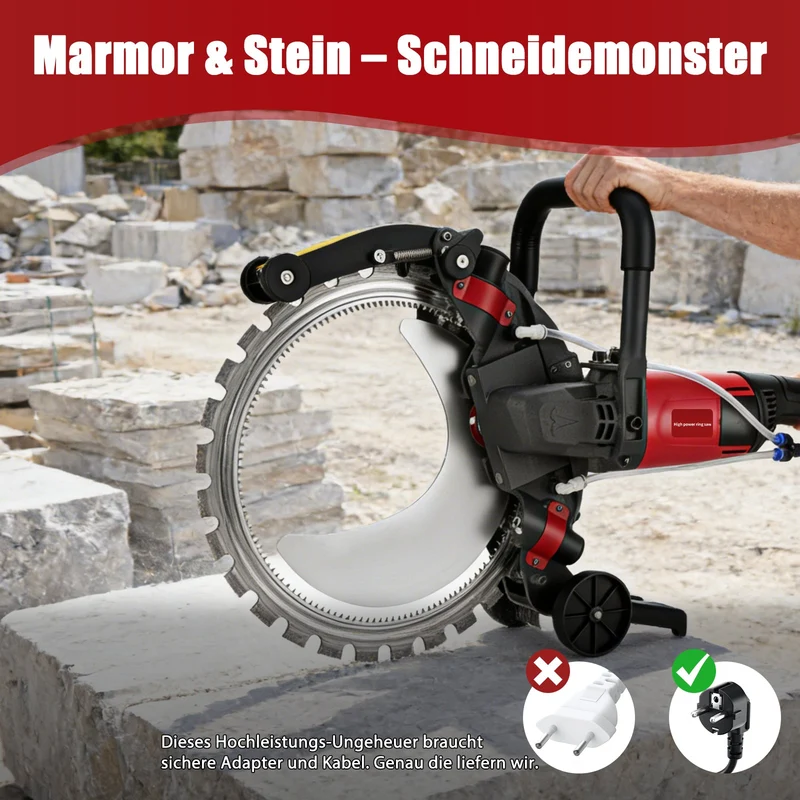 XIIW 5000W Betonsäge elektrisch mit 408 mm Diamantklinge & Naßschnittsystem für Wand, Beton & Stein