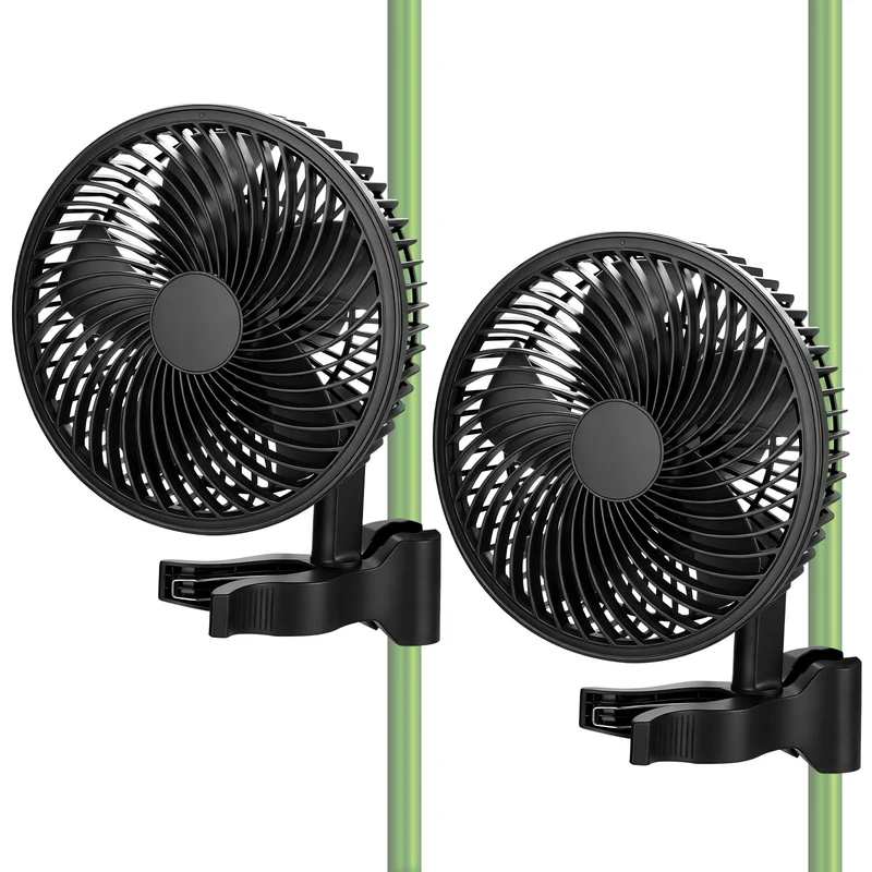 2er Set Grow Umluftventilator 320 CFM – Leiser Clip Ventilator mit EC-Motor, 10 Stufen, Oszillation, IP44