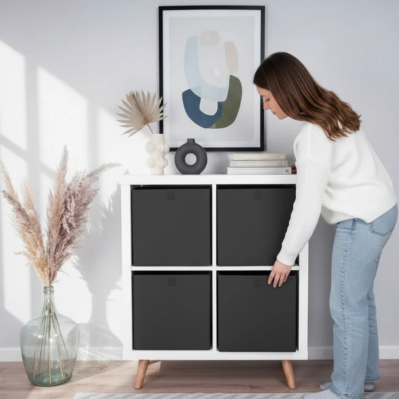 Box für Ikea Kallax Regal, faltbare Stoffbox, Kiste - Anthrazit