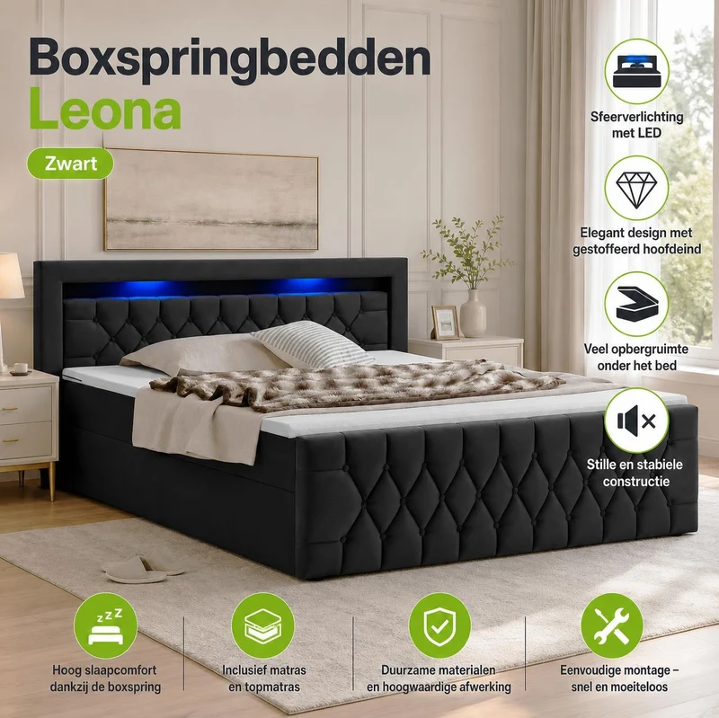 Boxspringbett Leona - Samt