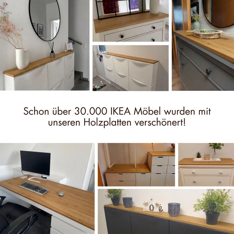 Holzplatte für IKEA Gullaberg Kommode 89 x 48cm Artisan Eiche