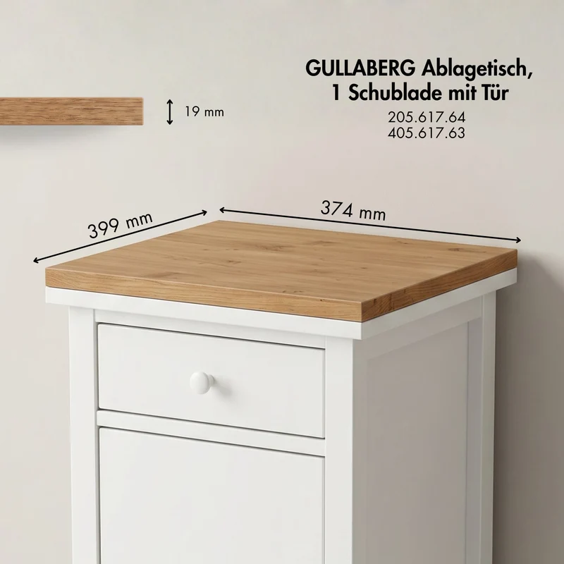 Holzplatte für IKEA Gullaberg Ablagetisch 38 x 40cm im Stil Artisan Eiche