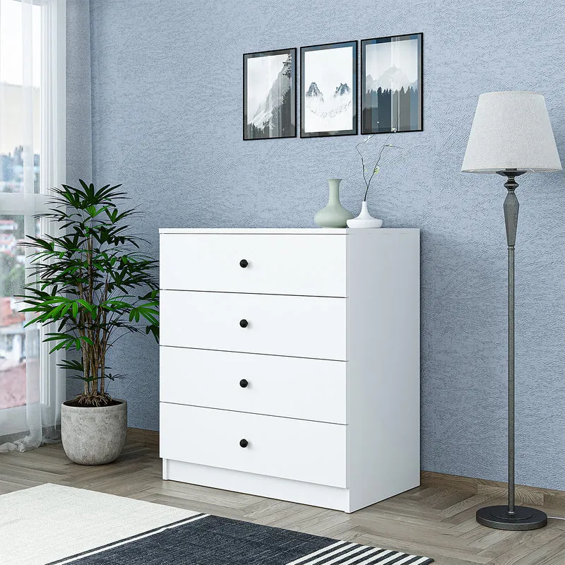 Roomart Kommode - Aufbewahrungsschrank SIFO, 80 cm, mit 4 Schubladen, in Weiß