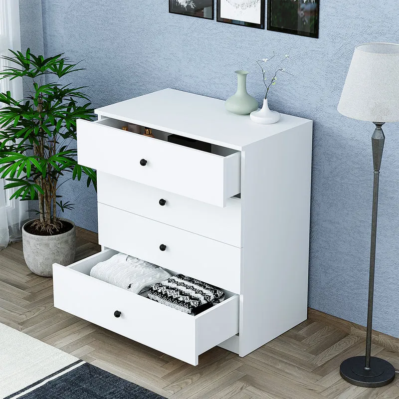 Roomart Kommode - Aufbewahrungsschrank SIFO, 80 cm, mit 4 Schubladen, in Weiß