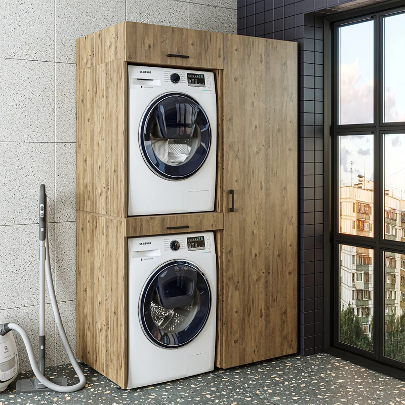 Roomart wasmachinekast DUO-I, 127 cm, ombouwkast voor wasmachine & droger, in 3 kleuren