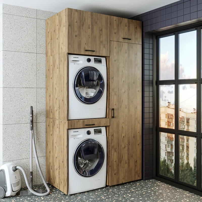 Roomart wasmachinekast DUO-I, 127 cm, ombouwkast voor wasmachine & droger, in 3 kleuren