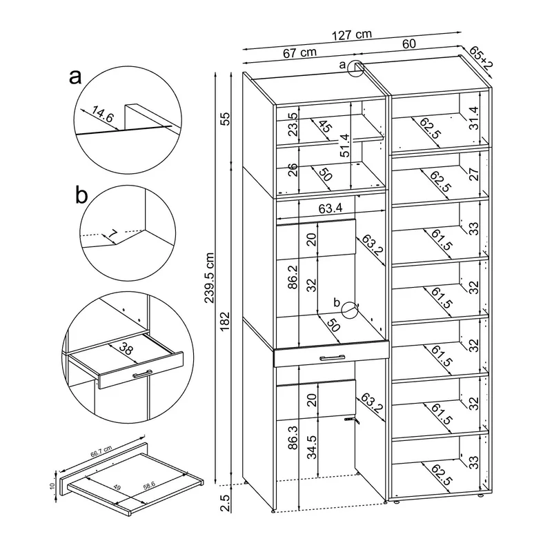 Roomart wasmachinekast DUO-I, 127 cm, ombouwkast voor wasmachine & droger, in 3 kleuren