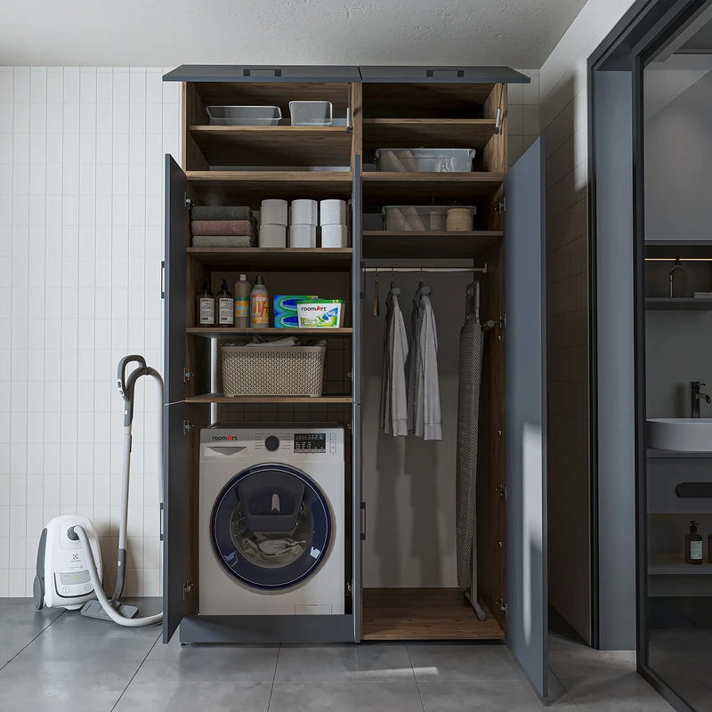Roomart wasmachinekast DORA-II, 130 cm, voor wasmachine en droger, in 5 kleuren