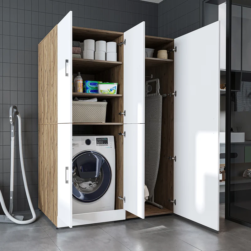 Roomart wasmachinekast DORA-II, 130 cm, voor wasmachine en droger, in 5 kleuren