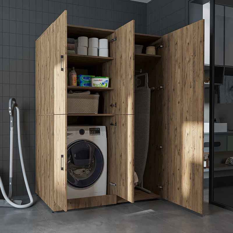 Roomart wasmachinekast DORA-II, 130 cm, voor wasmachine en droger, in 5 kleuren
