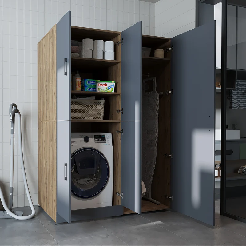 Roomart wasmachinekast DORA-II, 130 cm, voor wasmachine en droger, in 5 kleuren