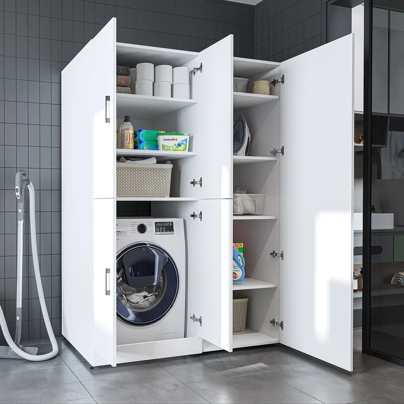 Roomart wasmachinekast DORA-II, 130 cm, voor wasmachine en droger, in 5 kleuren