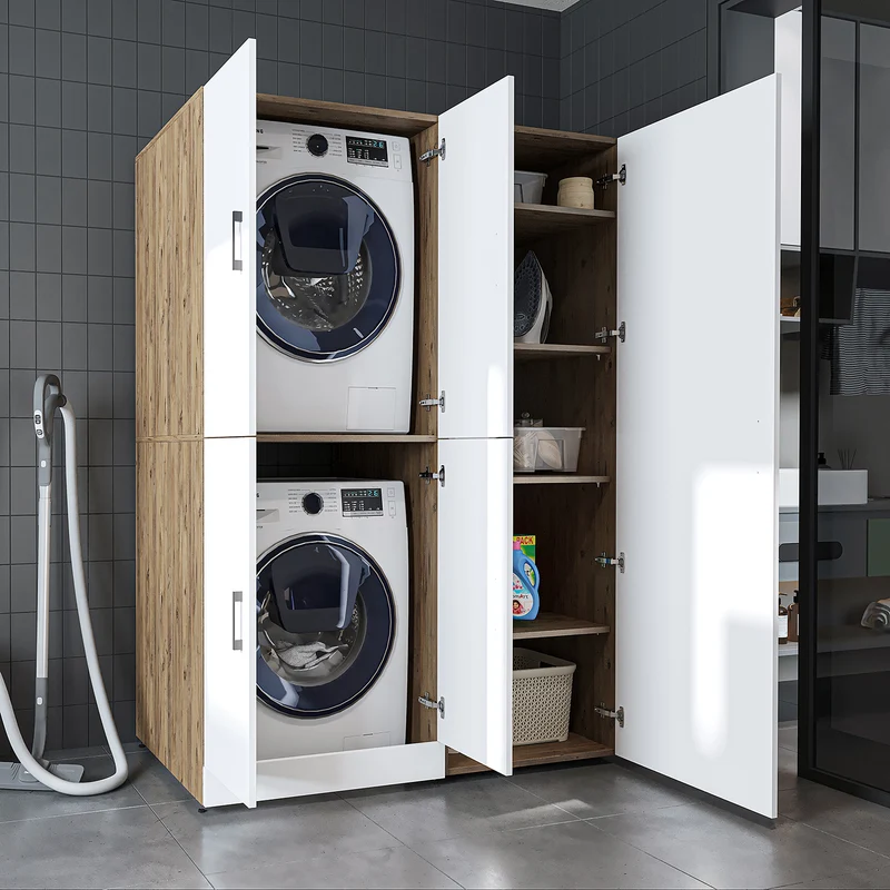 Roomart wasmachinekast DORA-II, 130 cm, voor wasmachine en droger, in 5 kleuren
