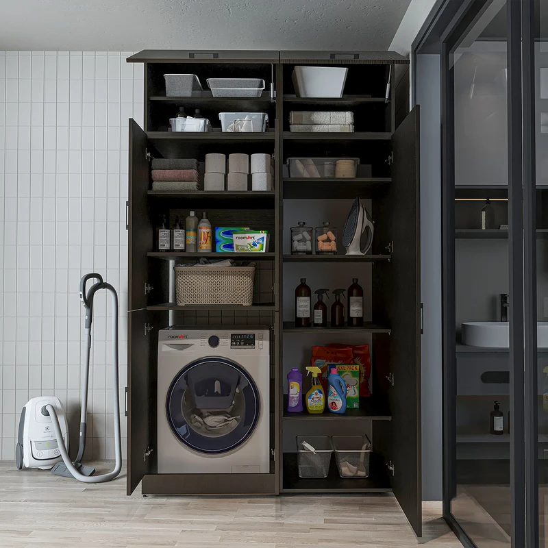 Roomart wasmachinekast DORA-II, 130 cm, voor wasmachine en droger, in 5 kleuren