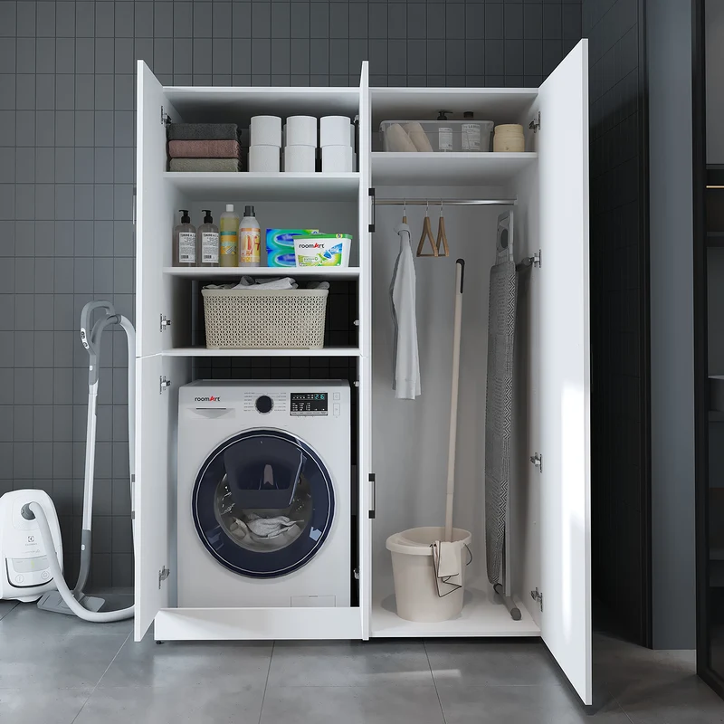 Roomart wasmachinekast DORA-II, 130 cm, voor wasmachine en droger, in 5 kleuren